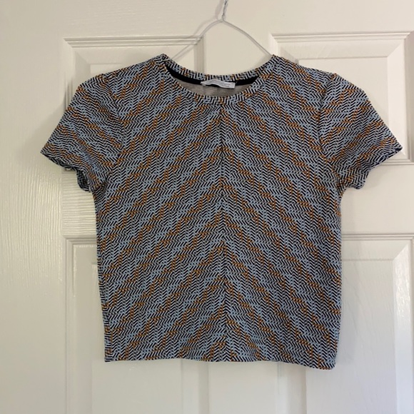 ZARA trafaluc cropped orange blue top - Picture 1 of 5